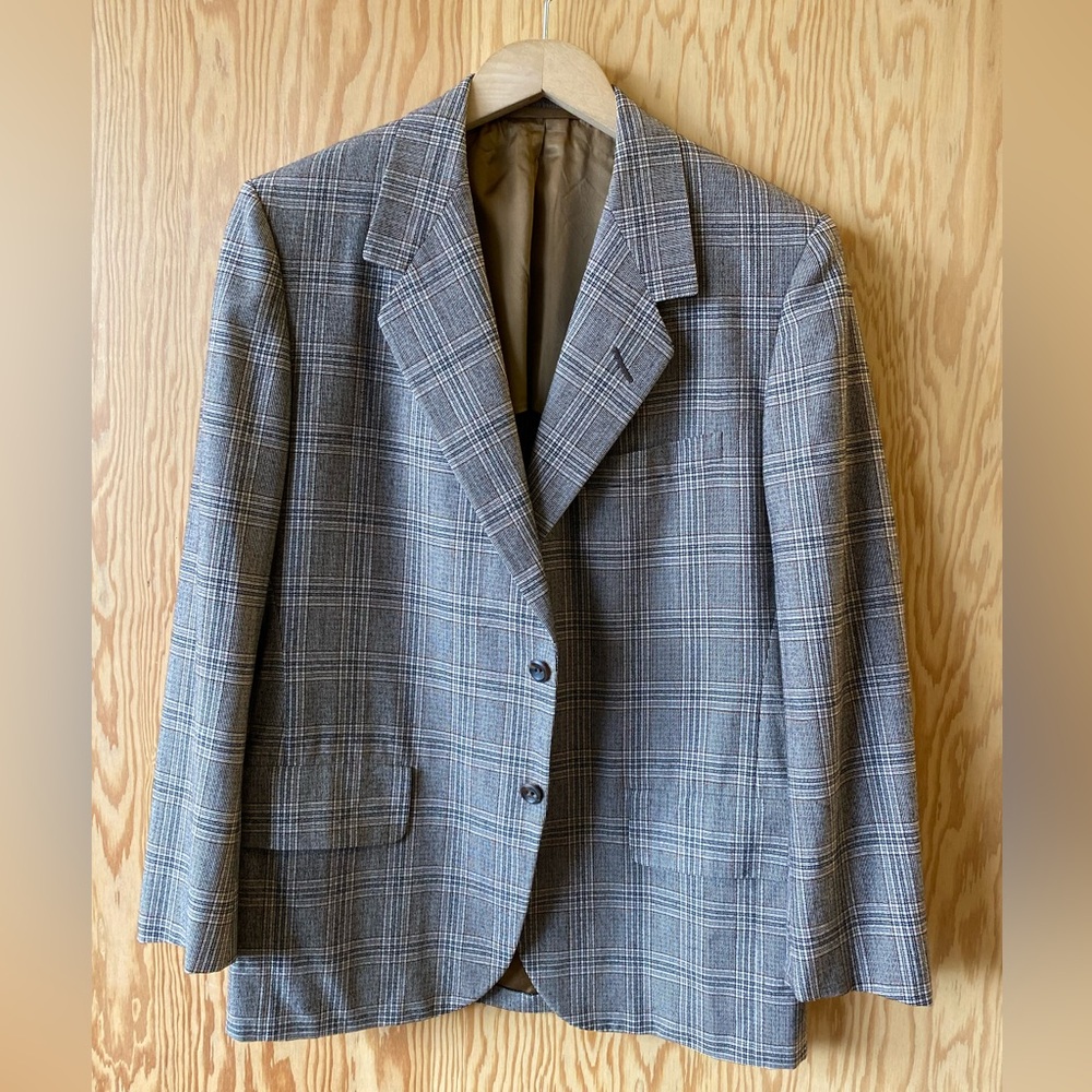Vintage Wool Neutral Plaid Sportcoat